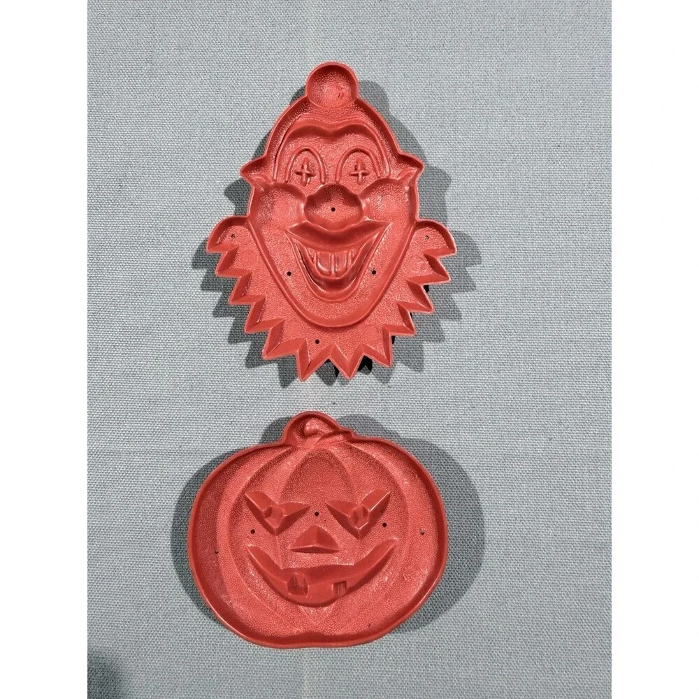 Aunt Chick's Vtg Plastic Cookie Cutters - Jack-o-Lantern Pumpkin Clown Halloween